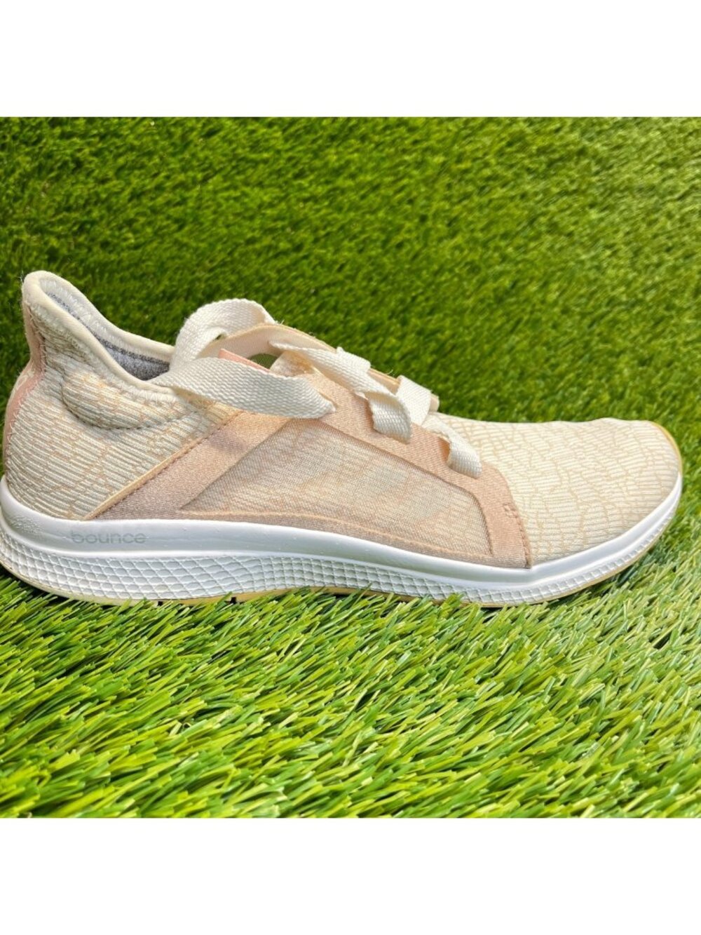 Adidas Edge Lux Womens Size 9.5 Beige Pink White Running Walking Shoes Sneakers